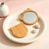 Espejo con Mango de Orejas de Gato de Madera de Bambú, Espejo de Tocador de Madera, Espejo Pequeño Portátil de Alta Definición para el Hogar, Espejo de Maquillaje de Madera