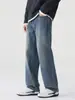 Ropa de Hombre Fengshe / 2026 Primavera y Otoño Nuevo Retro Americano Ajuste Limpio Jeans de Pierna Ancha Pantalones Rectos Holgados
