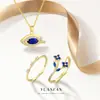 Conjunto de Colar Olho de Diabo em Prata Esterlina S925 Yuanfan Anel de Flor de Luxo Acessível Francês Combinação Brincos com Zircônia para Mulheres