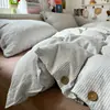 Estilo ins, juego minimalista de cuatro piezas, funda de edredón 100% algodón, sábana, funda de almohada y sábana bajera ajustable, juego de tres piezas para dormitorio de estudiantes nuevos, talla 4