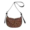 Bolsa de Axila Estilo Coreano Estampa de Leopardo 2024 Nova Outono e Inverno Bolsa Retro em Forma de Lua Grande Capacidade Bolsa Feminina Estilo Estrangeiro Bolsa de Ombro Único Transversal