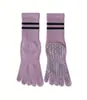 Calcetines de Yoga Rayados Otoño e Invierno Algodón Puro de Media Pantorrilla de Cinco Dedos Silicona Antideslizante Profesionales para Fitness Running Deportes Pilates