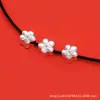 Plata 999 pura flor de durazno con agujero pasante, abalorio, DIY, accesorios de plata, pulsera, collar, nudo de flor de durazno, material tejido, pulsera para mujer