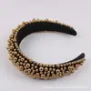 Diadema de perlas de lujo europea y americana, pasador de pelo, diadema de red para la parte superior de la cabeza, diadema roja para el cabello, presión lateral ancha, industria pesada exagerada, para mujer, venta al por mayor