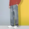 Jeans para hombre estilo americano verano 2025 delgados cintura elástica holgados rectos casuales pantalones largos jeans para hombre