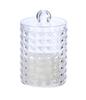 Hisopo de algodón con forma de diamante transparente, con cubierta de bambú, portátil, redondo, largo, combinado, caja de almacenamiento de algodón cosmético