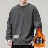 Sudadera para hombre 2025 otoño estilo americano holgada manga larga cuello redondo forrada de polar engrosada ropa deportiva pullover moderna resistente versátil