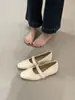 Novidade de Início de Primavera Sapatos de Velcrô Estilo Francês de Bico Baixo para Mulheres, Sapatos Mary Jane Casuais Versáteis de Solado Macio para Aumentar a Altura para Mulheres