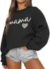 Moletom Feminino Leedya Manga Longa Mãe Gola Redonda Casual Outono Pulôver Malha Oversized