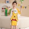Pijama infantil novo 2024 verão algodão manga curta camisola de menina crianças médias e grandes menina pequena roupas pai-filho vestido