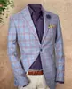 Blazer de Xadrez Masculino de Linha Única com Dois Botões Personalizado para Exportação Transfronteiriça, Blazer Casual Slim Masculino