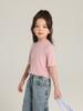 Camiseta Manga Curta Infantil Pudding Haru 2026 Nova Versátil Slim Fit Cor Lisa Macia e Confortável Top para Meninas