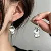 2026 Novos Brincos de Trevo de Quatro Folhas Rosa Dourado Estilo Herdeira Chaebol Brincos Pingente Dupla Camada de Zircônia Cúbica e Madrepérola para Mulheres