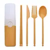 Conjunto de louça de palha de trigo para estudante, acampamento ao ar livre, talheres portáteis, presente transfronteiriço, faca, garfo, colher e hashis, conjunto de quatro peças