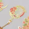 Marcador de Página Metálico Série Mini Flor Criativa Latão com Borla Estilo Chinês Clássico em Estoque Estilo Fofo
