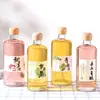 Venta Directa de Fábrica Botella Redonda de Vidrio Transparente para Vino de Frutas, Botella de Gran Capacidad para Vino de Mirto Autocerveza con Tapa, Botella Vacía Sellada