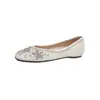 2026 Verão Novos Sapatos Baixos de Strass de Fada Pérola Dama de Honra Cristal Sapatos de Casamento Sola Macia Corte Baixo Bico Quadrado Sapatos Individuais Femininos