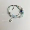 Pulsera de Cuentas Florales Azules Esmaltadas Pequeñas Numerosas Accesorios de Dopamina Personalidad Sensación de Alta Gama Verano Dulce Fresca Adornos para Niña