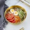 Tazones de fideos fríos estilo coreano al por mayor, Tazones para ensalada de acero inoxidable dorado comerciales, Tazones para ensalada de frutas y verduras