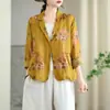 Foto Real de Moda Casual Otoño 2026 Holgado Retro Floral Petite Versátil Ultradelgado Blazer de Manga Larga