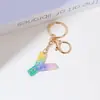 Llavero de Resina Color Arcoíris Letra Inglesa Borla Colgante Creativo Alto Sentido Gota de Pegamento de Cristal Colgante de Bolso