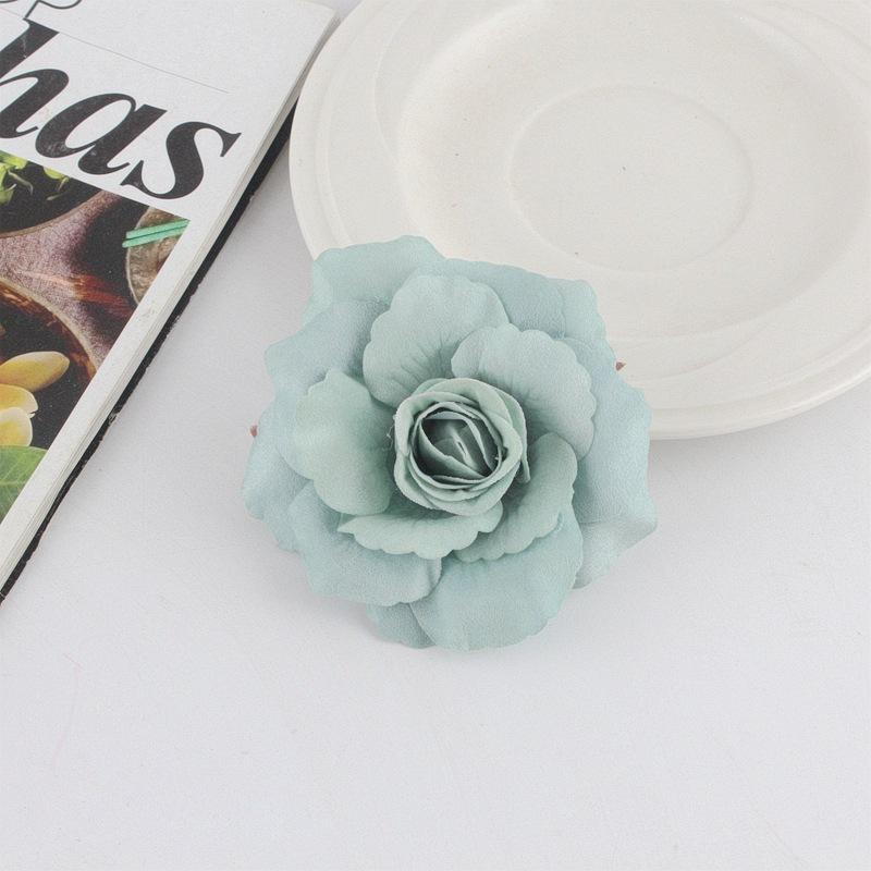 8cm 绒布非卷边包心玫瑰花发夹05
