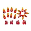 Folha de Bordo Marrom-Avermelhada Moda Europeia e Americana Estilo Ins Unhas Redondas Amêndoa Simples e Estilosas Unhas Usáveis Destacáveis