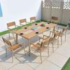 Muebles de Exterior Baican Madera Plástica Mesas y Sillas para Balcón Patio Sillas de Plástico Madera para Ocio al Aire Libre Sillas Simples de Madera Plástica para Terraza Cafetería