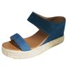 2021 verano nuevo Amazon wish comercio exterior color sólido pies talla grande cuerda de cáñamo tacón de cuña casual zapatillas de mujer