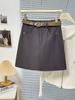 Falda Corta Casual Estilo Coreano Primavera y Verano 2025 Cintura Alta Diseño de Falda Slim Falda A-line para Oficina con Cinturón 9313