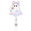 Insignia Boo Degradada Chapada en Oro con Clip Retráctil Nuevo Modelo 2026 Serie de Colgantes Decorativos Fantasma Brillante Estética Girly