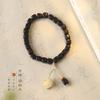 Pulsera de un solo círculo de cuentas cuadradas de sándalo verde para mujer, estilo étnico chino nuevo, linda garra de gato, curativa, estilo pastoral Mori, personalizada