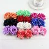 Peine para el cabello de terciopelo rosa transfronterizo, Pasador de pelo vintage para novia, Accesorio para el cabello de doble flor artificial con borde enrollado color burdeos para mujer