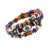 Joyería Popular Europea y Americana, Pulsera Europea y Americana de Cuero con Ojo de Cuentas, Pulsera Ajustable de Cuero Genuino para Hombres y Mujeres