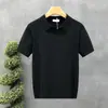 Camisa polo de malha com gola V e manga curta para homens, gola de gaivota, camiseta de negócios listrada, camisa de negócios moderna gola de gaivota plus size