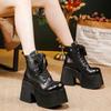 Botines para Mujer 2025 Otoño e Invierno Botas Nuevas Piel de Vaca de Primera Capa Lujo Accesible Moda Retro Piel Genuina Con Cordones Botas de Suela Gruesa