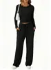 Amazon 2025 Nuevo Traje de Moda Casual Adelgazante Moldeador de Cintura Estilo Europeo y Americano Ropa para Mujer de Manga Larga con Cuello Redondo para Deportes Yoga Primavera y Verano