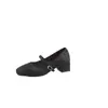Populares Zapatos Mary Jane Suaves con Punta Cuadrada, Nuevos Zapatos Estilo Chino de 5 cm con Tacones Gruesos, Adecuados para Combinar con Faldas y Cheongsams Tacones Altos para Mujer
