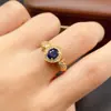 Anillo de Zafiro Natural Transfronterizo de Amazon Plata S925 Piedra Principal 5*6 Joyería de Lujo Venta Directa de Fábrica