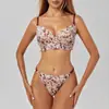 Conjunto de lencería de encaje floral francés, bestseller transfronterizo para mujer, conjunto de dos piezas ultra delgado, sexy y dulce de sujetador y bragas para mujer