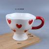 Alça em forma de coração mudar de cor copo de transferência térmica cerâmica copo mágico mudança de cor caneca água quente mudança de cor xícara de café preto e branco