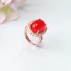 Anillo de Ágata Roja Natural Guan Yu Rojo Sangre de Paloma Calcedonia Anillo Femenino Venta al por Mayor de Fábrica Dropshipping S3100801