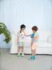 Camiseta de Verano para Niños Estilo Coreano de Manga Corta con Estampado de Dinosaurio para Niños y Niñas, Camisa de Cuello Redondo para Niños Pequeños y Medianos, Tops de Exterior para Niños