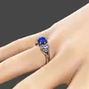 Anillo de Compromiso Wish2 Quilates Zafiro Azul, Anillo con Forma de Corazón, Joyería de Estilo Decorativo Artístico