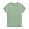 Top de Manga Corta para Mujer Aboutsea Verano Bambú Algodón Hombro Derecho Cuello Redondo Corte Ajustado Seco y Transpirable Color Sólido Versátil para Mujer