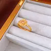 Anillo Abierto de Flor Electrochapado en Oro Real de 24K, Anillo Vintage Retro para Dedo Índice, Joyería de Lujo Ligero de Gama Alta para Mujeres
