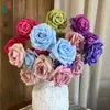 Flor de Rosa Lunar de Tres Cabezas Rama Única Rosa Arcoíris Mar de Flores Rincón de Check-in de Celebridades de Internet Decoración de Paisajismo de Área Escénica Venta al por Mayor