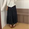 Saia floral com cintura elástica estilo francês para mulheres, nova coleção de outono, saia tipo bolo elegante e que rejuvenesce, saia evasê versátil para mulheres baixinhas