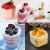 Taza Transparente Desechable para Té de Leche y Mousse Taza para Pudín de Salvado de Madera Plástico Espeso Creativo Taza para Gelatina de Mesa de Postres Taza para Postre