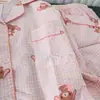Pijama Estilo Niña Oso Postre Rosa Pastel Primavera y Otoño Nuevo Conjunto de Dos Piezas Manga Larga Pantalón Largo Ropa para Dormir para Estudiantes y Hogar